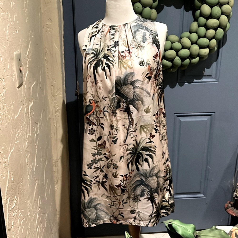H&M Birds of Paradise Print Dress 4 100% Polyester SALE